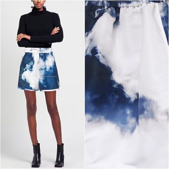 ALEXANDER MCQUEEN Blue Sky Tie Dye Pull On Shorts XL / 10 Clouds Drawstring NWT - Picture 14 of 14